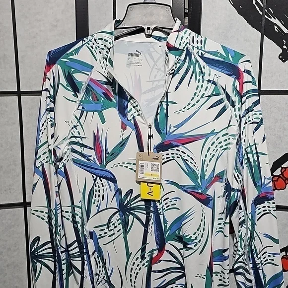 Puma‎ Floral Paradise 1/4 Zip Sweatshirt Golf Athleisure Tennis Size Small NWT - Picture 5 of 10